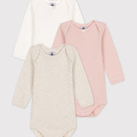Long-Sleeved Cotton Bodysuit 3 Pack - Parkette.