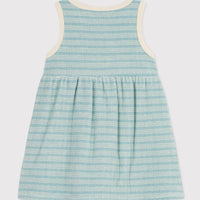 SLEEVELESS STRIPED BRUSHED TERRY TOWELLING DRESS - Parkette.