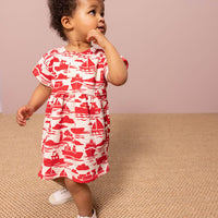 Short-sleeved Patterned Fleece Dress - Parkette.