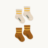 Light Cream & Mustard Stripes Baby Socks Pack - Parkette.