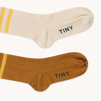 Light Cream & Mustard Stripes Medium Socks Pack - Parkette.