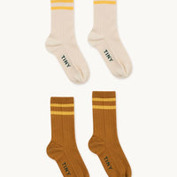 Light Cream & Mustard Stripes Medium Socks Pack - Parkette.