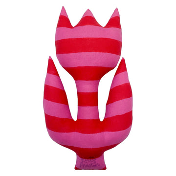 Tulip Pillow in Pink Red Cabana Stripe - Parkette.