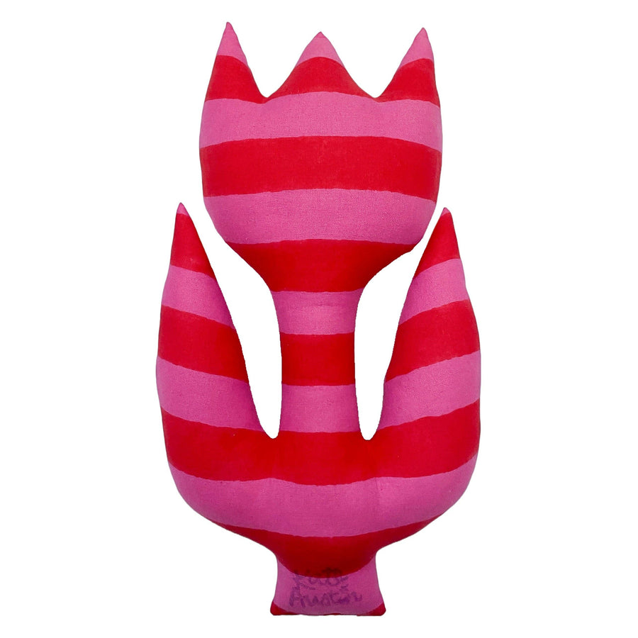 Tulip Pillow in Pink Red Cabana Stripe - Parkette.