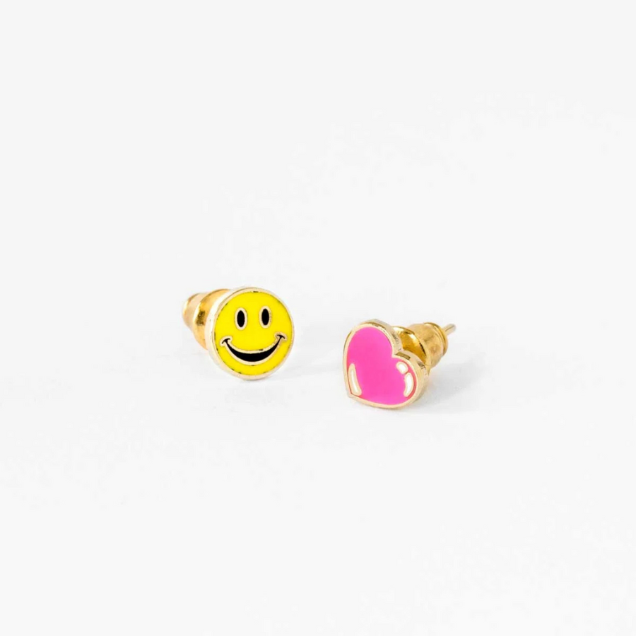 Happy Face & Heart Earrings