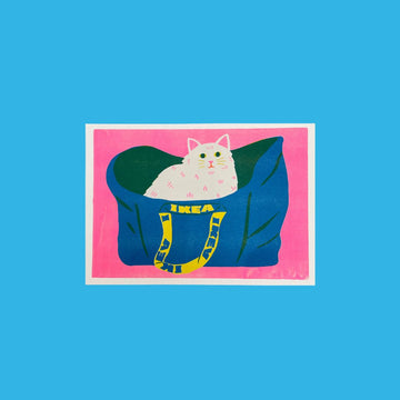 Naomi Wilkinson Ikea Bag White Cat Riso Print - Parkette.