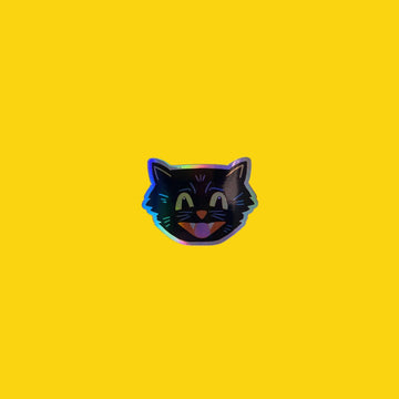 Naomi Wilkinson Black Cat Vinyl Holographic Sticker - Parkette.