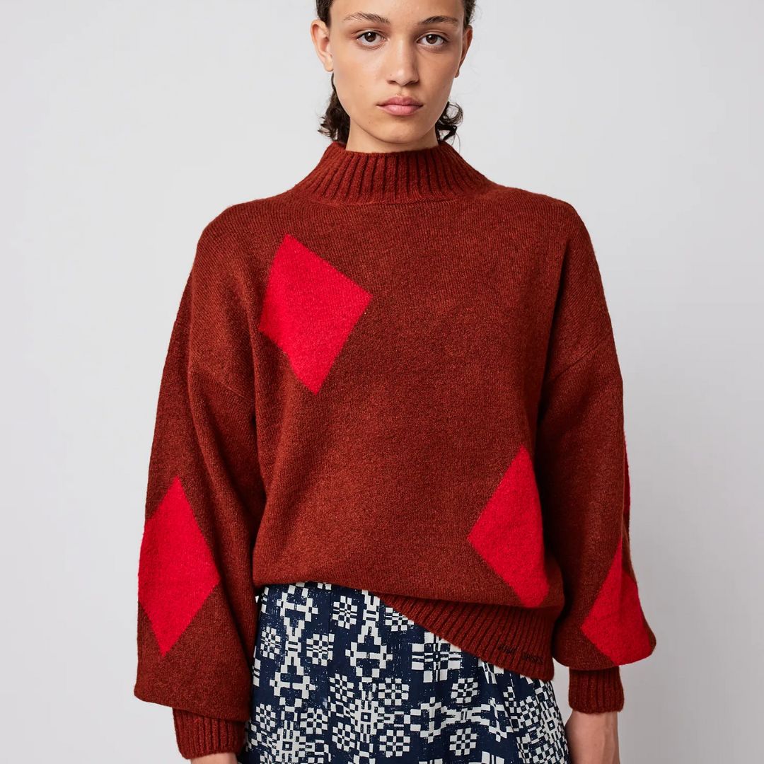 Womens Diamond Card Turtleneck Jumper - Parkette.