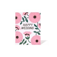 Pink Zinnia Wedding Note Card