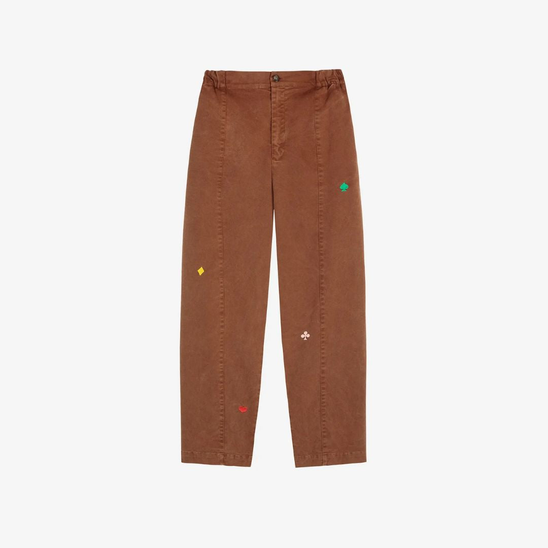 Womens Brown Embroidery Cocoon Pants - Parkette.