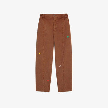 Womens Brown Embroidery Cocoon Pants - Parkette.