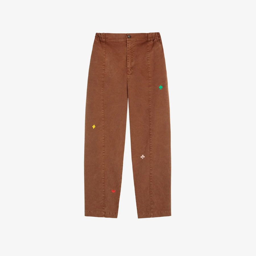 Womens Brown Embroidery Cocoon Pants - Parkette.