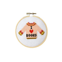I Love Books Cross Stitch Kit for Beginners