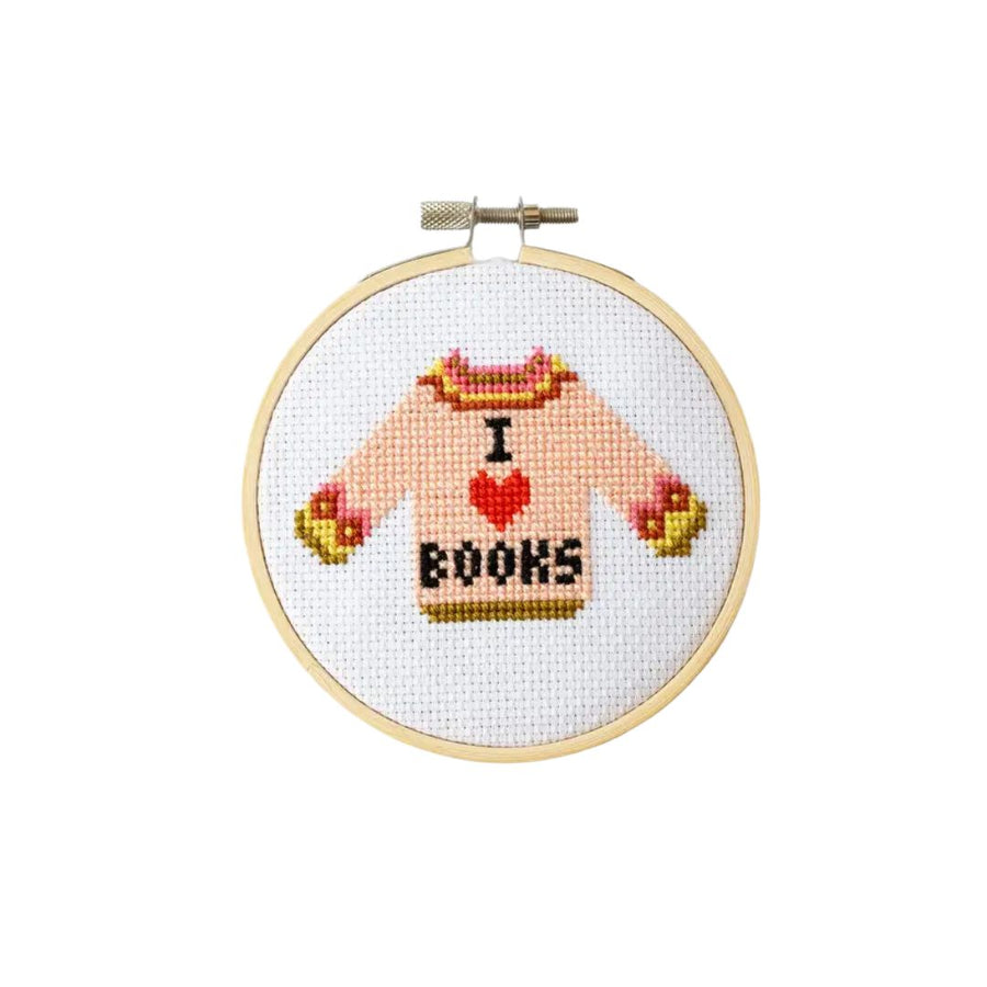I Love Books Cross Stitch Kit for Beginners