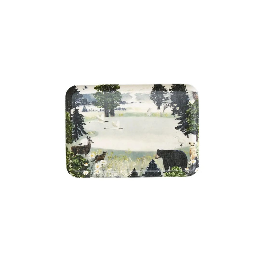 Forest and Animals Medium Linen Tray by Misato Ogihara