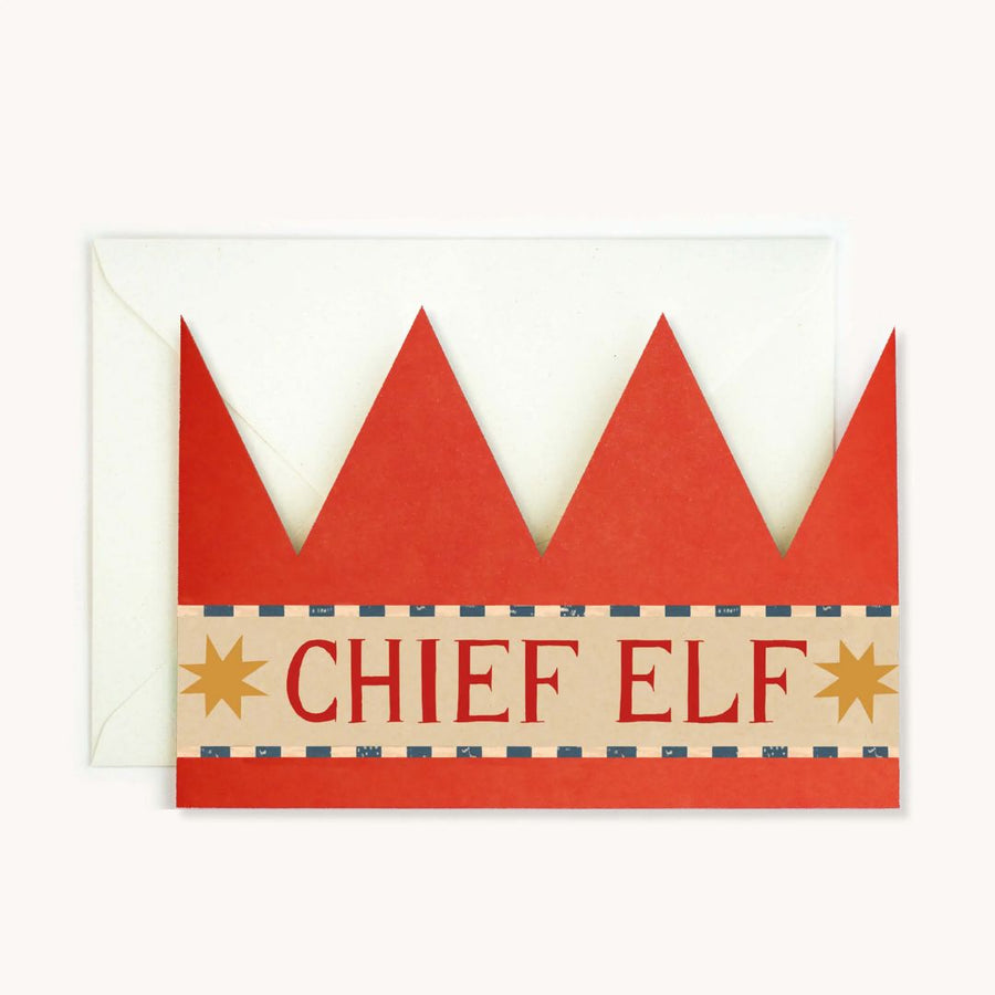 Chief Elf Party Hat Card - Parkette.