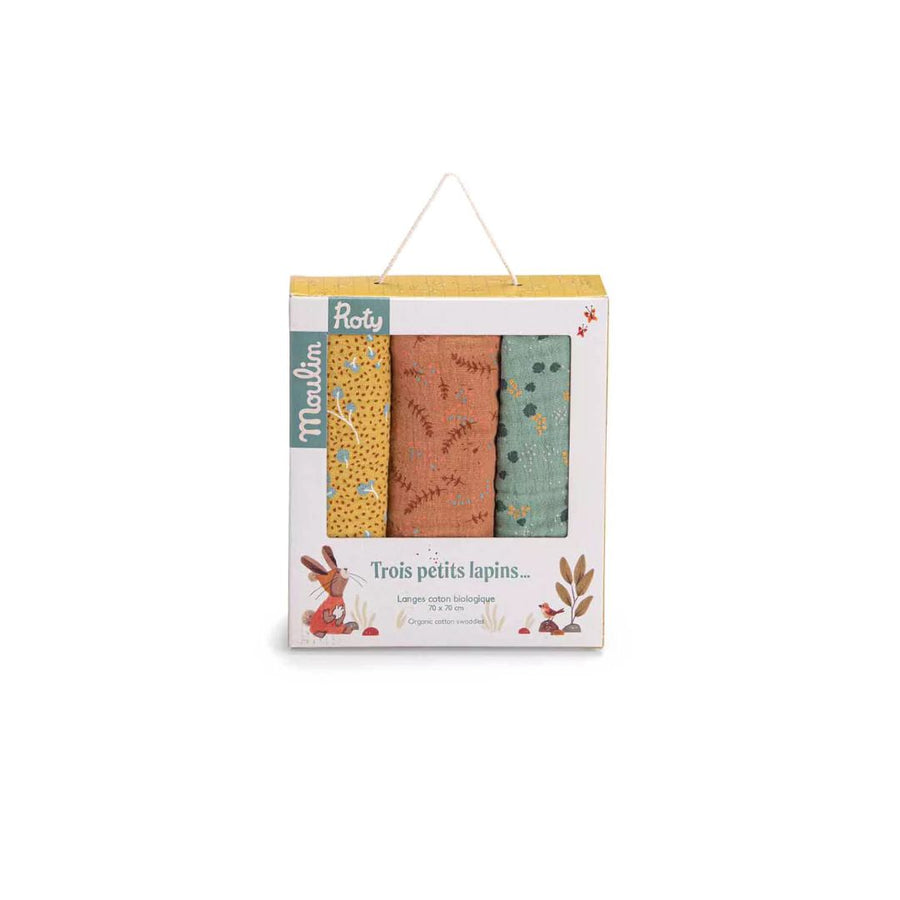 Trois Petits Lapins Cotton Muslin Set – Sage, Clay & Ochre (Set of 3) - Parkette.