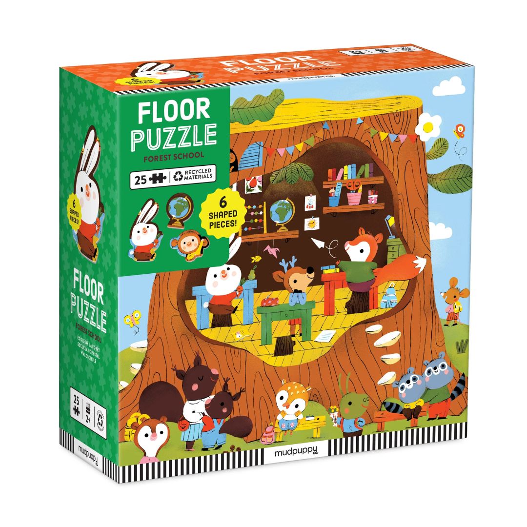 Forest School 25 Piece Floor Puzzle with Shaped Pieces - Parkette.
