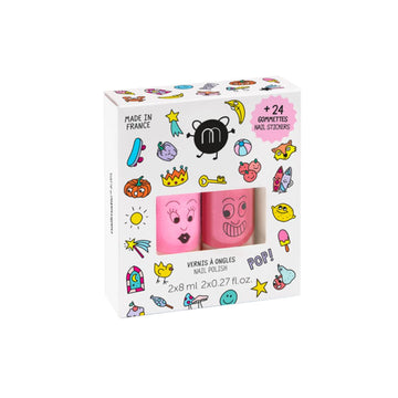 Nailmatic Kids POP Set – 2 Nail Polishes + 24 Nail Stickers - Parkette.
