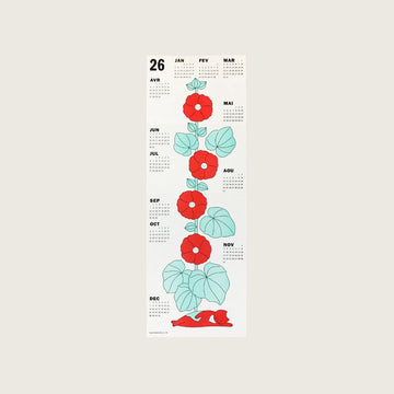Papier Mobile Hollyhock 2026 Riso Print Calendar