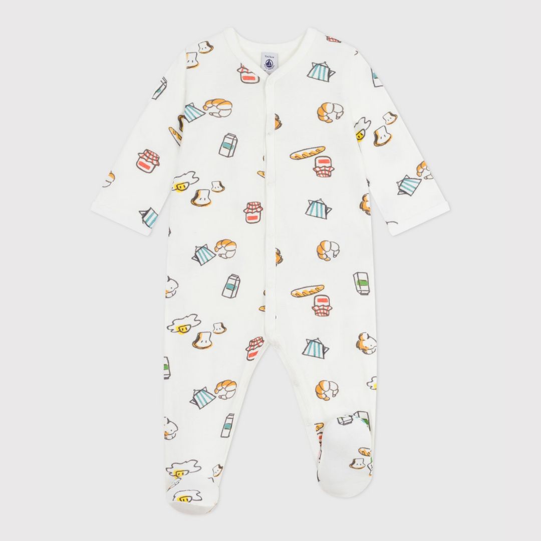 Breakfast Cotton Baby Sleepsuit - Parkette.