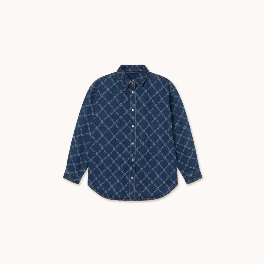 Flowers Grid Denim Shirt