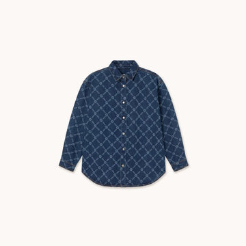 Flowers Grid Denim Shirt