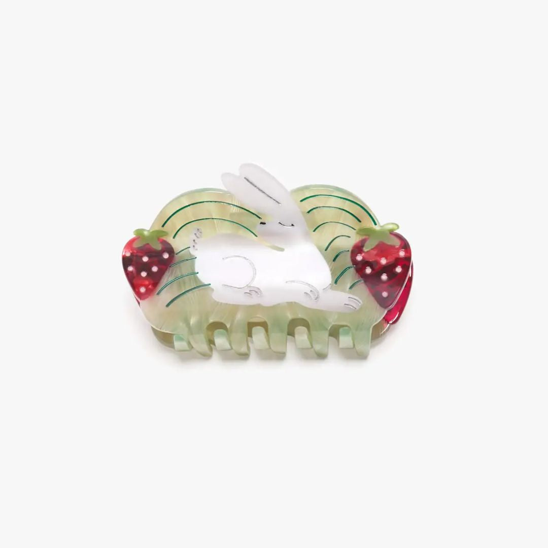 Strawberry Fields White Rabbit Cute Acetate Hair Claw Clip - Parkette.