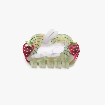 Strawberry Fields White Rabbit Cute Acetate Hair Claw Clip - Parkette.