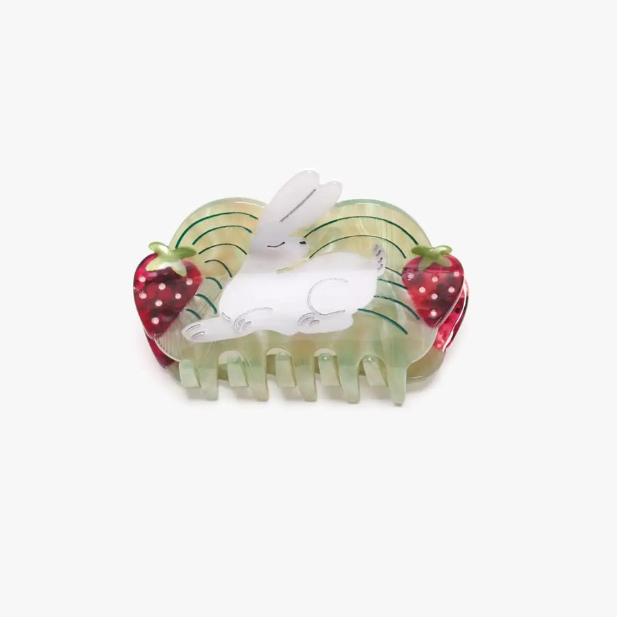 Strawberry Fields White Rabbit Cute Acetate Hair Claw Clip - Parkette.