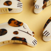 Tortie Puppy Dog Hair Claw in Cream and Tortoise Acetate