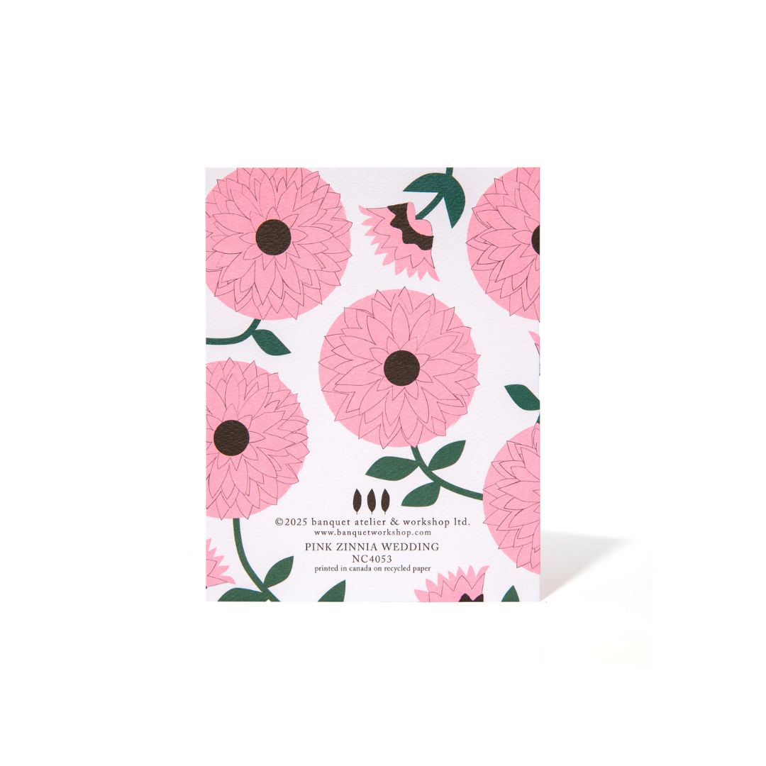 Pink Zinnia Wedding Note Card