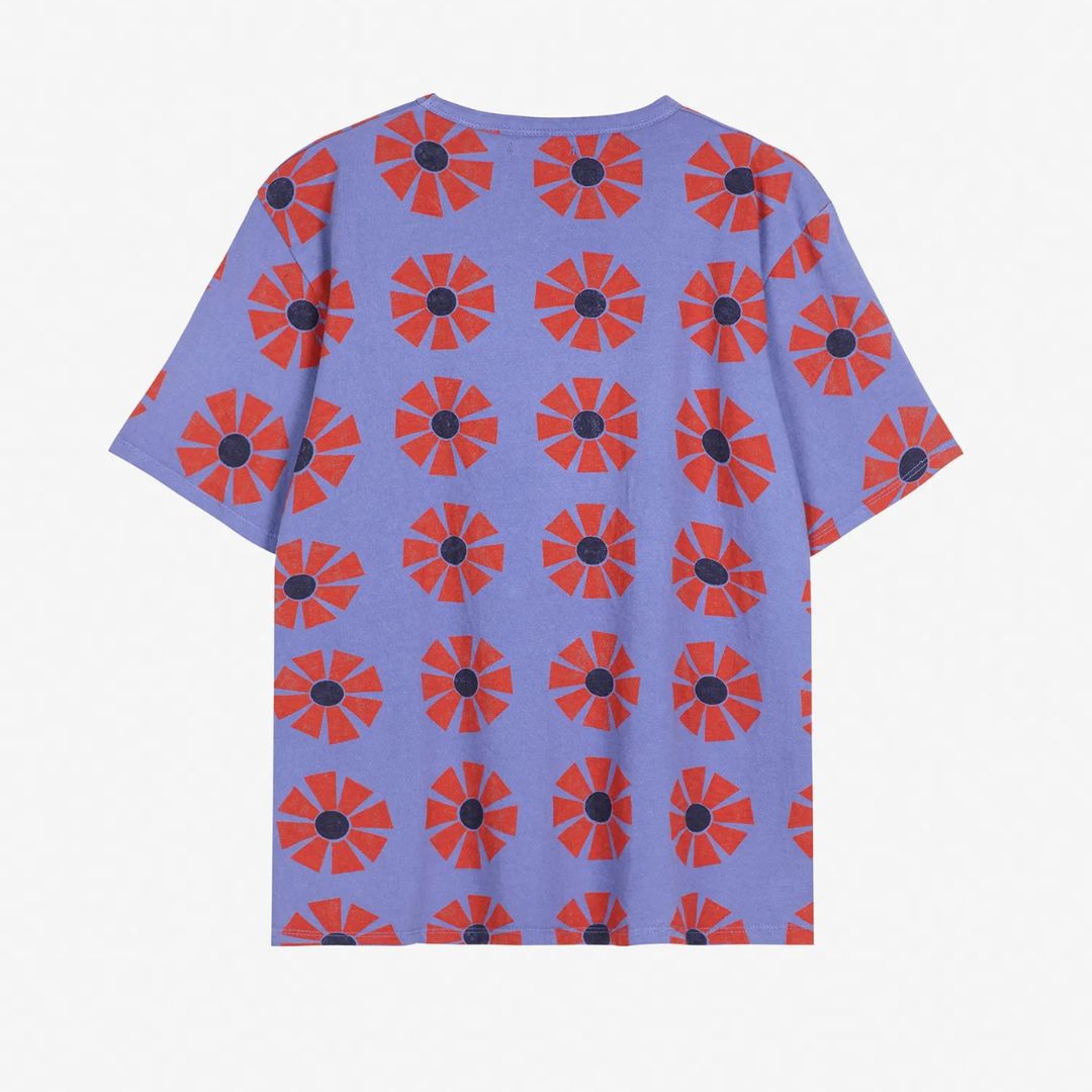 Flower Pattern Fitted T-Shirt - Parkette.