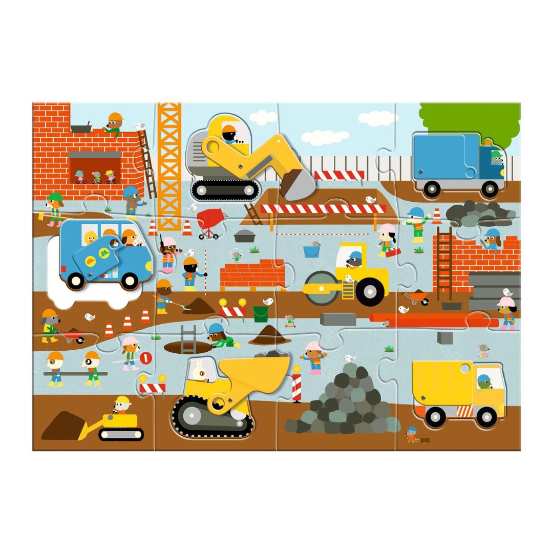 Construction Site Giant Puzzle  (12 pcs + 5 pcs) - Parkette.