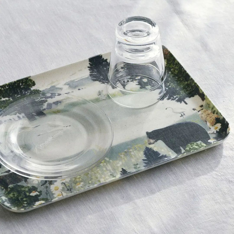 Forest and Animals Medium Linen Tray by Misato Ogihara