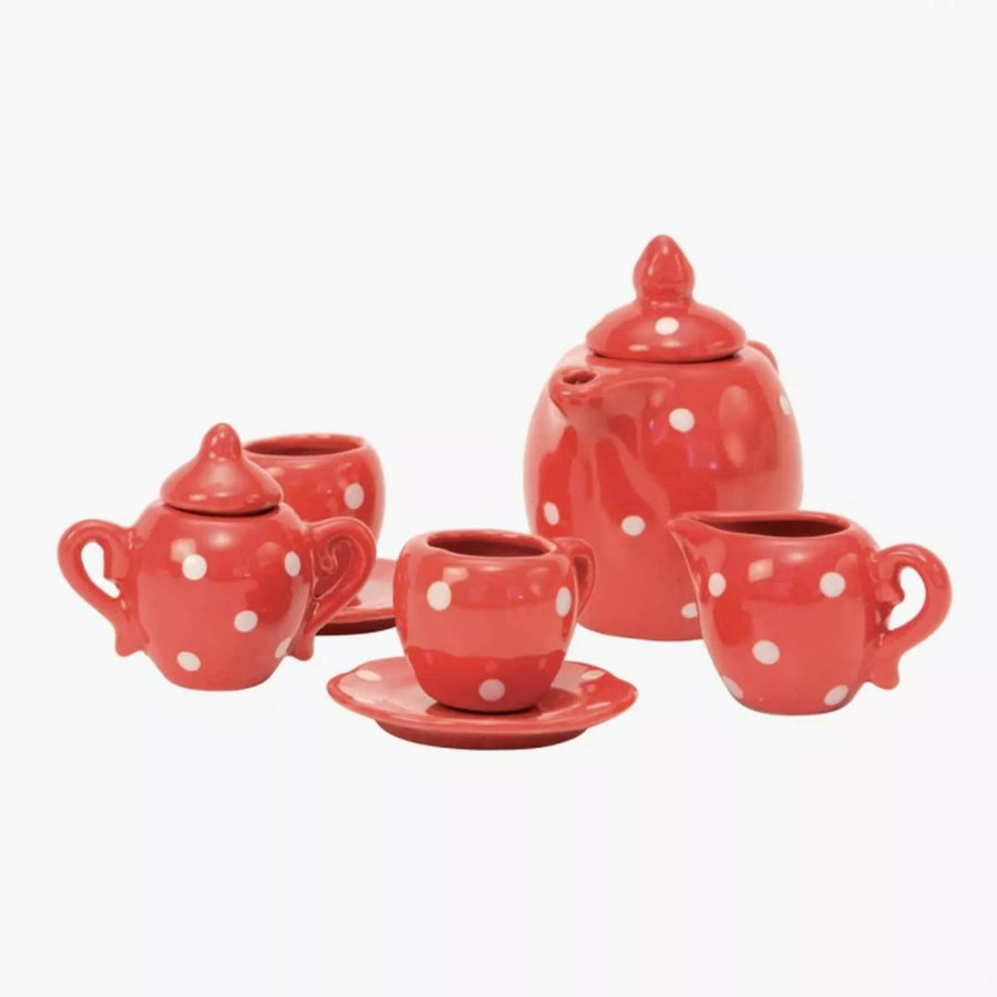 La Grande Famille Red Ceramic Tea Set