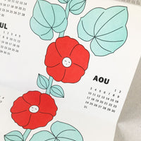 Papier Mobile Hollyhock 2026 Riso Print Calendar