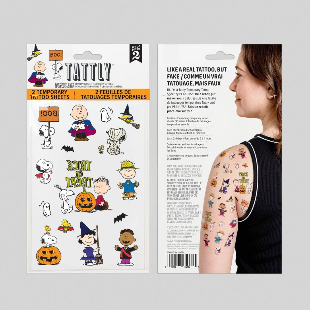 Peanuts Halloween Temporary Tattoo Sheet - Parkette.