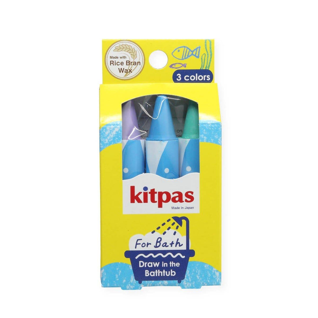 Kitpas Bath Crayons 3 Colors - Fish (Purple, Blue, Green) - Parkette.