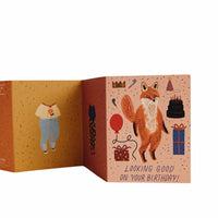 Fox Paper Doll Birthday Card