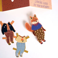 Fox Paper Doll Birthday Card