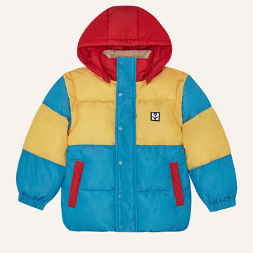 Color Block Blue Puffer Jacket - Parkette.