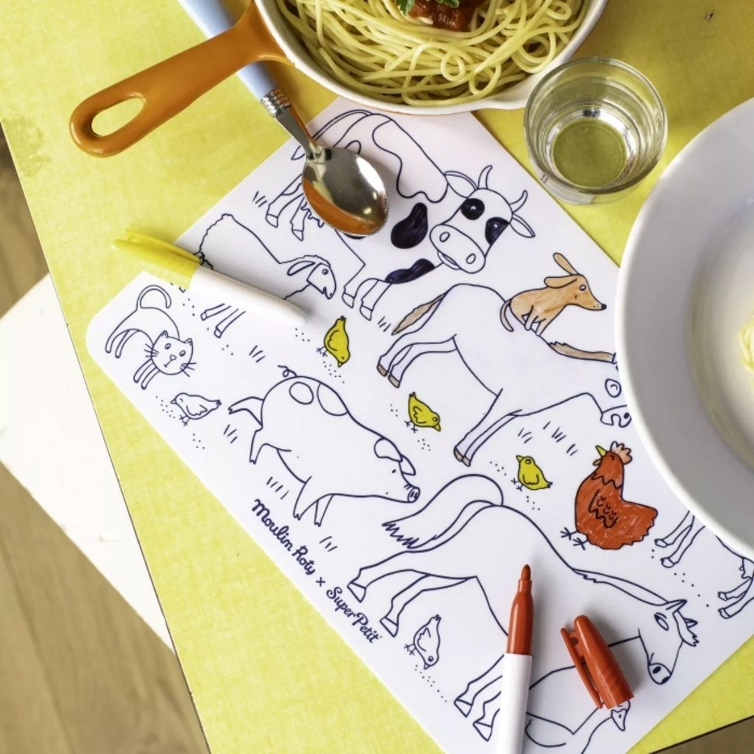 Aujourd'hui C'est Mercredi Mini Silicone Colouring Mat with Pens