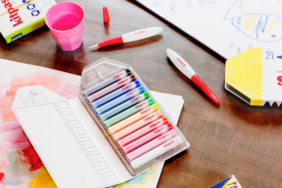 Kitpas Crayons with Holders (12 Colours) - Parkette.