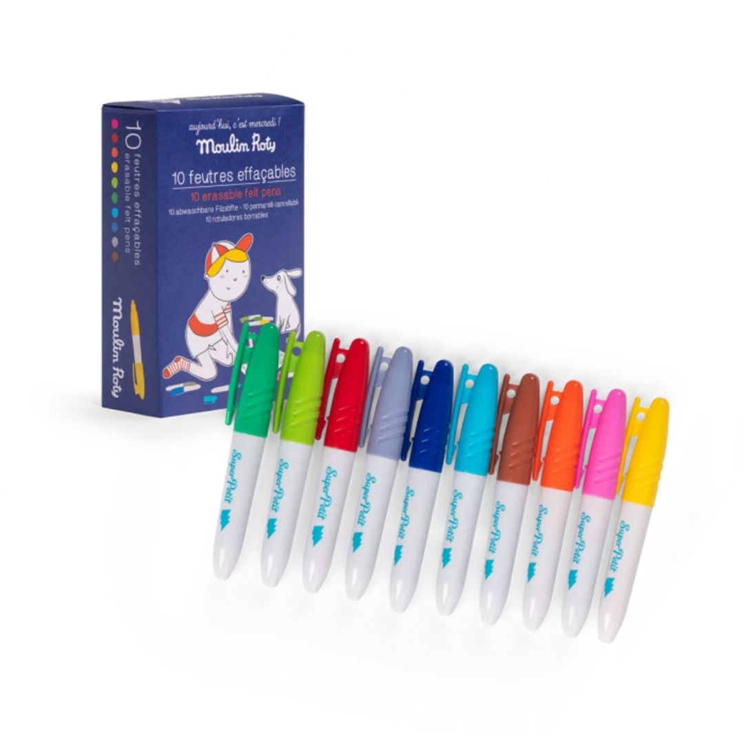 Aujourd'hui C'est Mercredi Erasable Felt Pens - Set of 10
