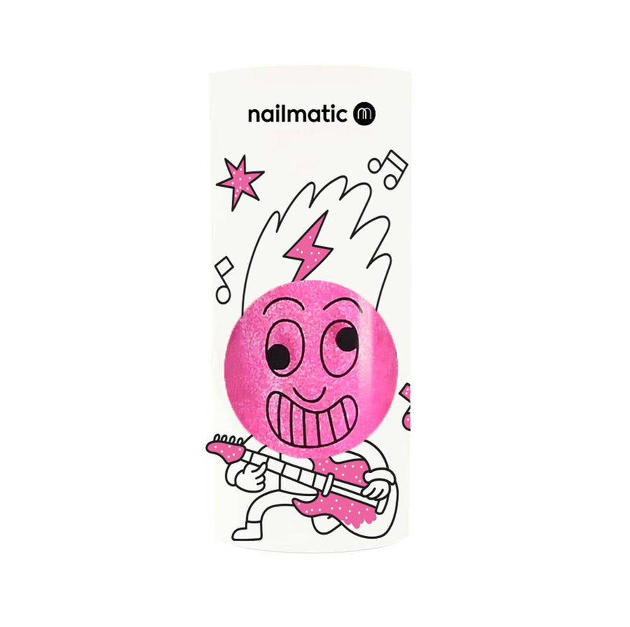 Nailmatic Kids Pinky Neon Pink Glitter Water-Based Nail Polish - Parkette.