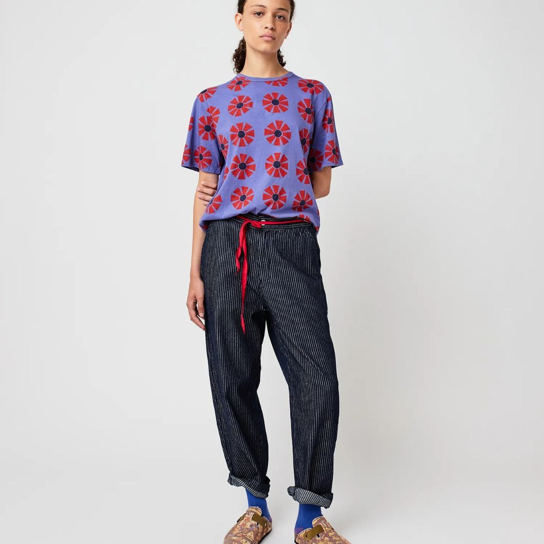 Flower Pattern Fitted T-Shirt - Parkette.