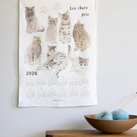 2026 Linen Calendar: Gray Cats