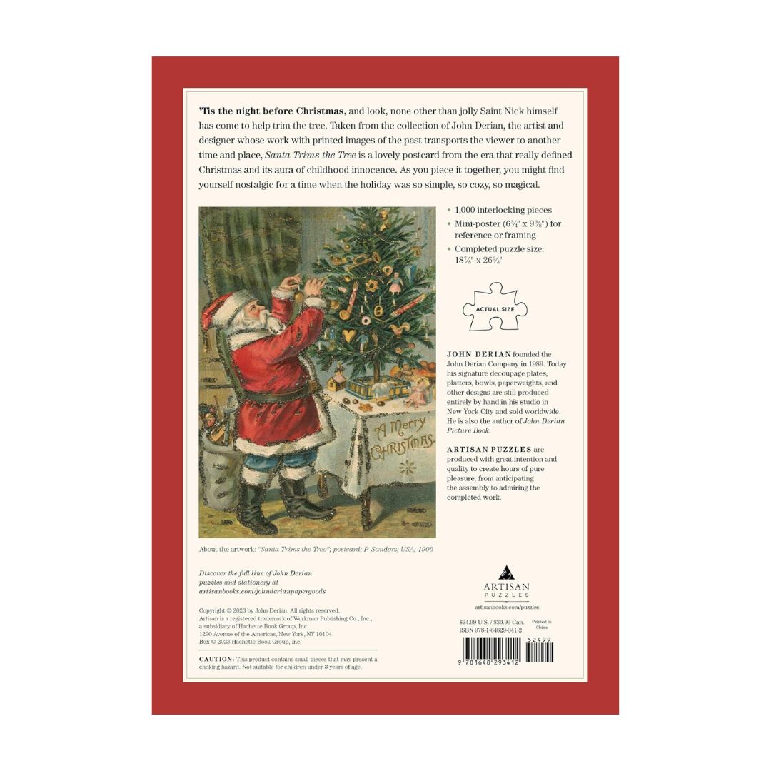 John Derian Paper Goods Santa Trims The Tree 1000 Piece Puzzle - Parkette.