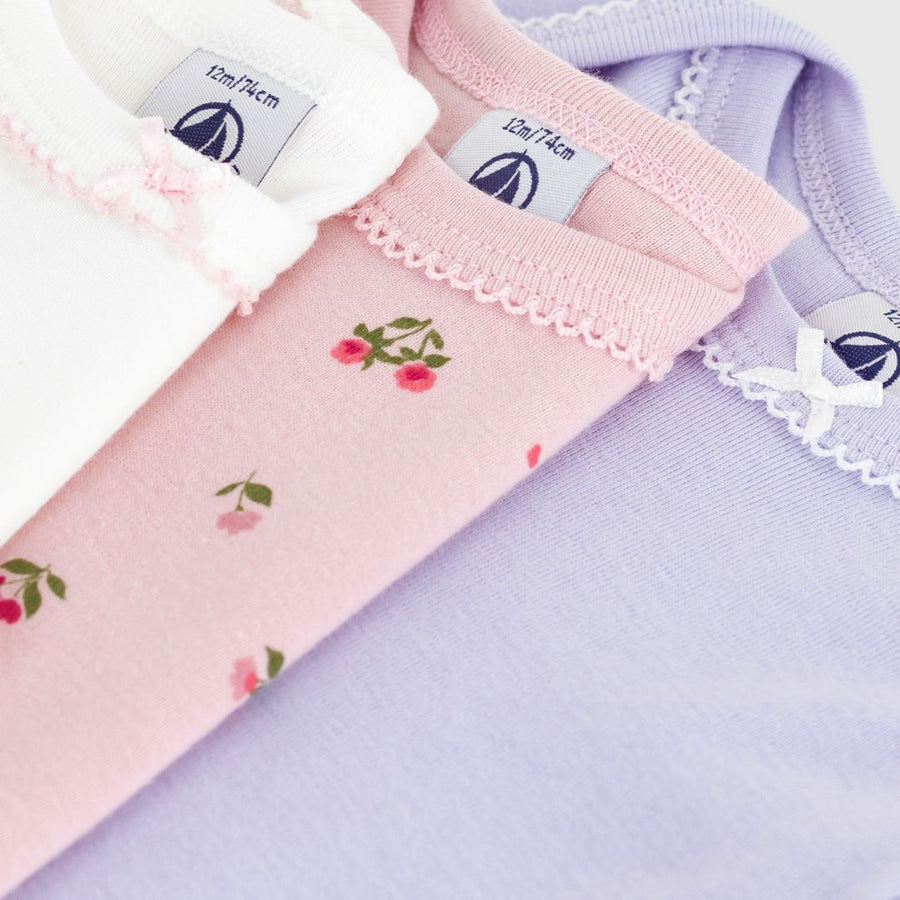Set of 3 Long Sleeve Cotton Floral Bodysuits - Parkette.